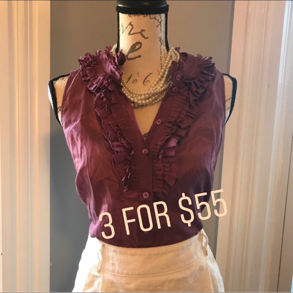 Purple ruffle Jcrew blouse